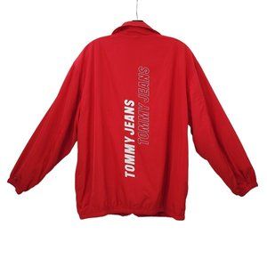 Tommy Jeans Spellout Front Zip Windbreaker Jacket Size S Mesh Lined Flag Coach